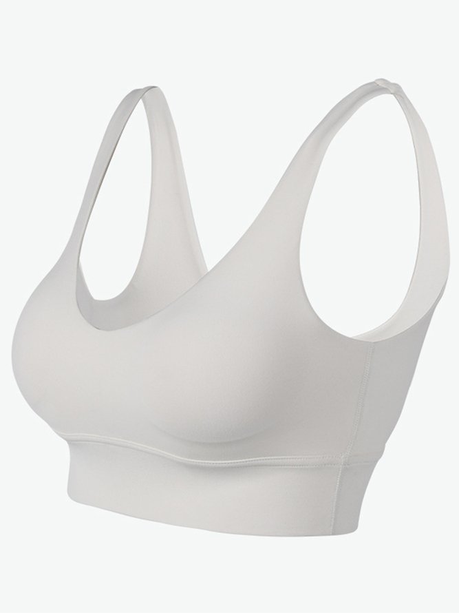 Plain Casual Crew Neck Sports Bra
