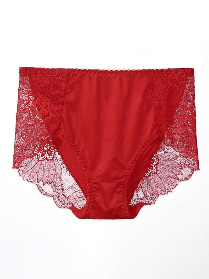Breathable High Elastic Sexy Exquisite Lace Mid Waist Panties