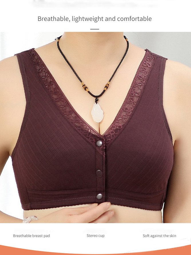Breathable Casual Lace Front Button Tank Top Underwear