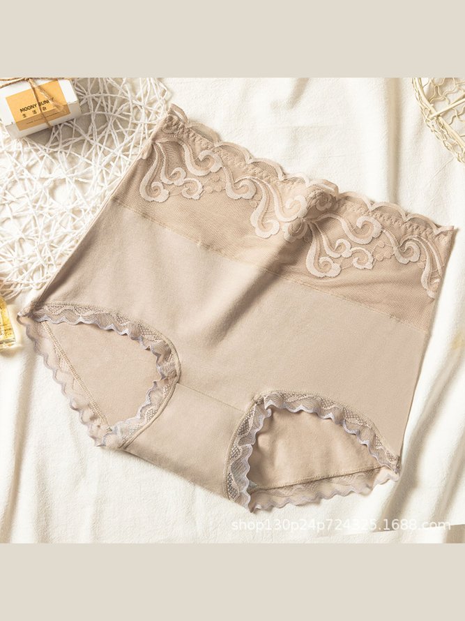 Breathable Lace Cotton High-Rise Briefs