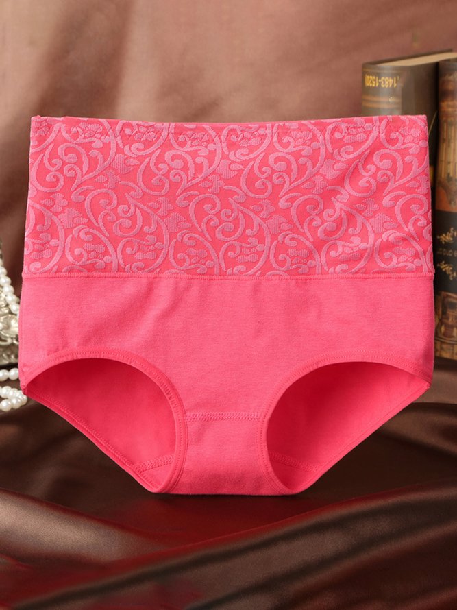 Jacquard Cotton Breathable High Waist Briefs