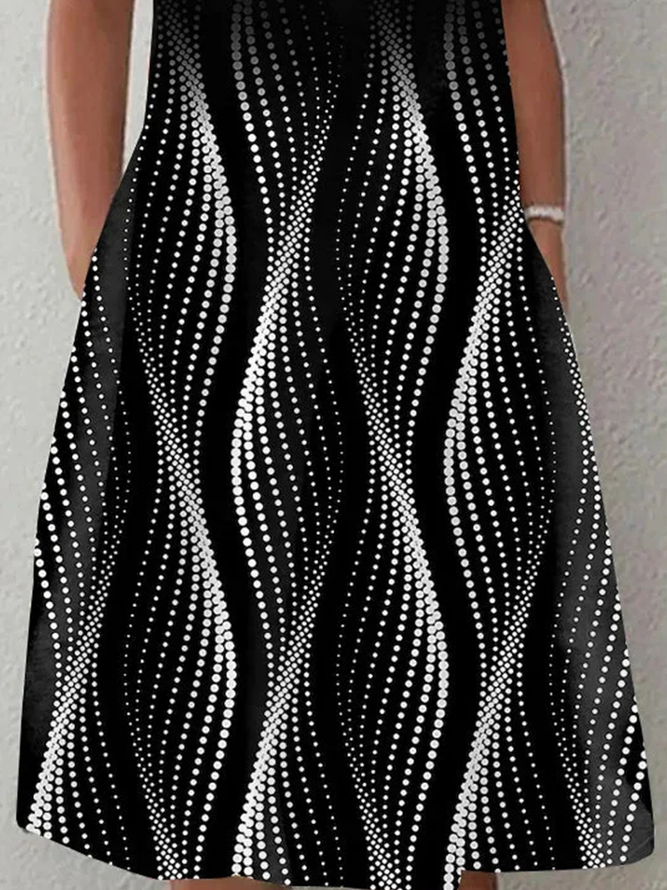 Scoop Neck Buttoned Casual Loose Dress