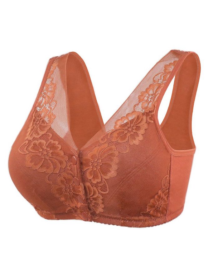 Breathable Cotton Lace Front Button Bra & Bralette