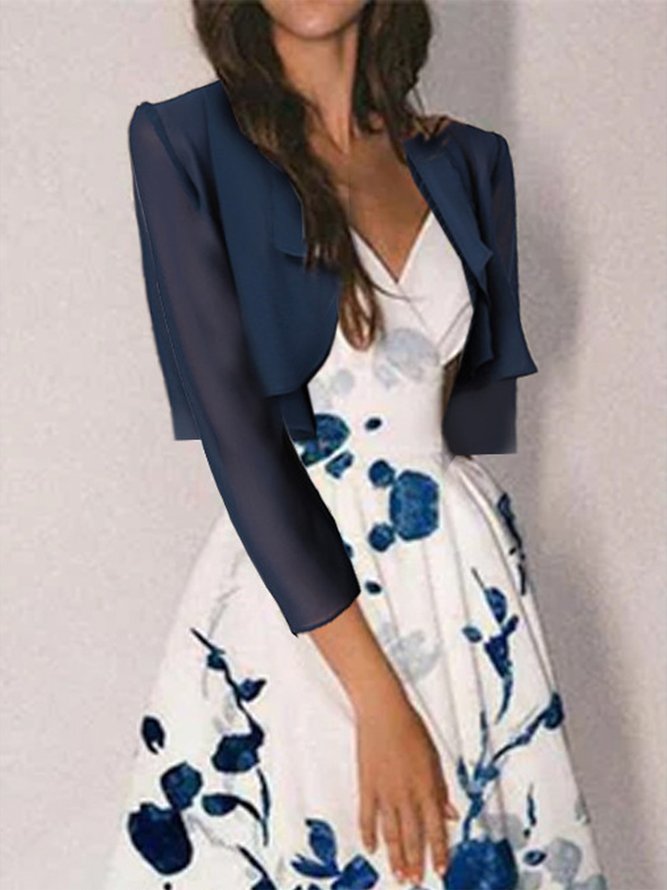 Floral Elegant Crew Neck Loose Two-Piece Set