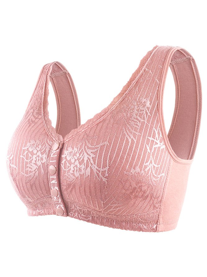 Breathable Casual Lace Front Button Tank Top Bra & Bralette