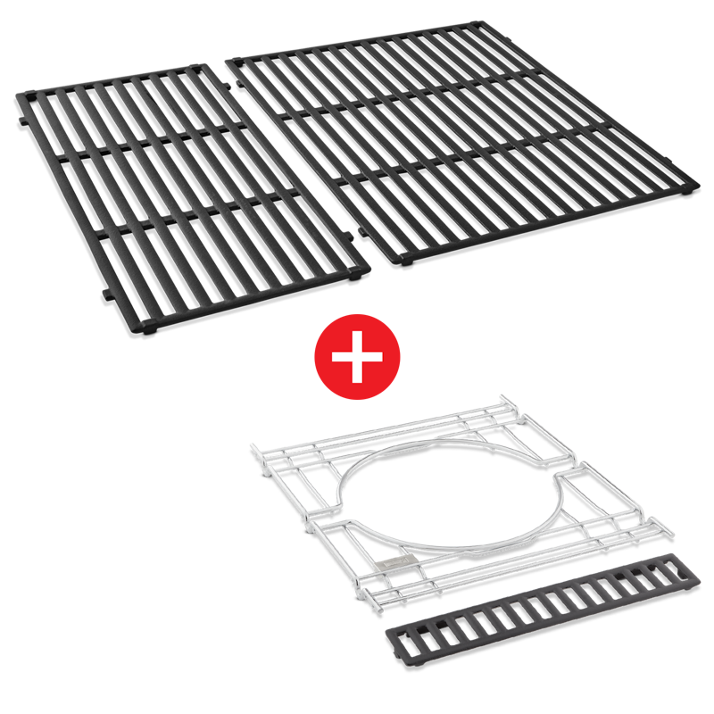 WEBER CRAFTED Porcelain-Enameled Cast-Iron Cooking Grates & Frame Kit - GENESIS 300 series