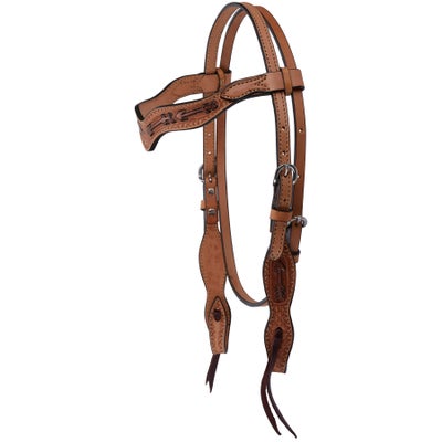 Alamo Saddlery Arrow Tooled Sleek Wave Style Headstall