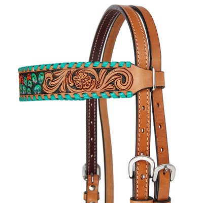 Rafter T Browband Headstall/Bridle- Painted Cactus