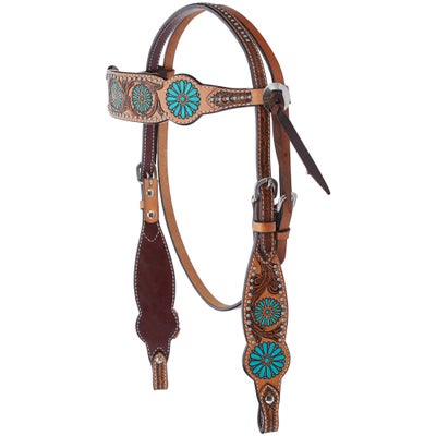 Rafter T Browband Headstall/Bridle Painted Flower