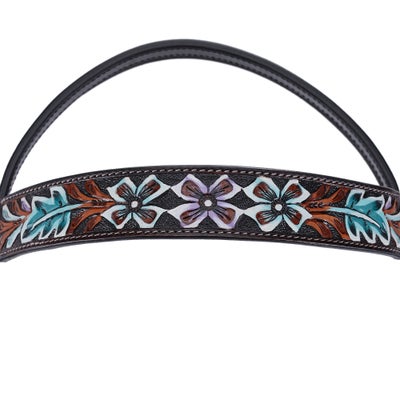 Circle Y Purple Teal Flower Browband Headstall