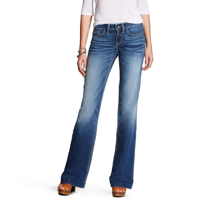 Ariat Trouser Mid Rise Stretch Baseball Stitch Wide Leg Jean