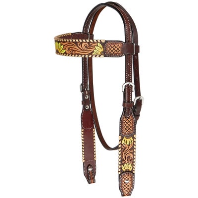 Rafter T Browband Headstall/Bridle- Painted Sunflower
