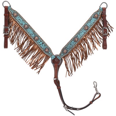 Circle Y Exotic Turquoise Metallic Breast Collar