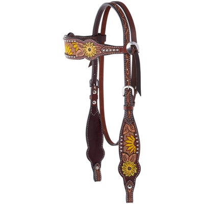 Rafter T Browband Headstall/Bridle Beaded Sunflower
