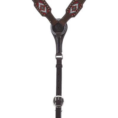 Circle Y Chocolate Roughout Beaded Breast Collar