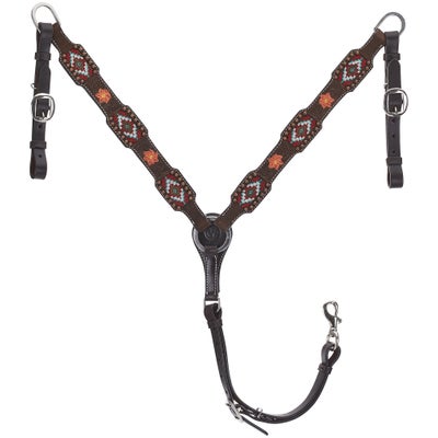 Circle Y Chocolate Roughout Beaded Breast Collar