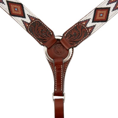 Circle Y Beaded Western Breast Collar Brown/White