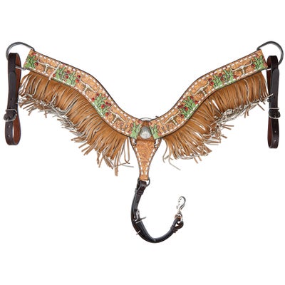 Rodeo Quincy Cactus Steer Breast Collar With Fringe