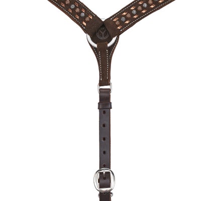 Circle Y Choc. Roughout Copper Buckstitch Breast Collar