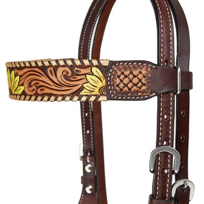 Rafter T Browband Headstall/Bridle- Painted Sunflower