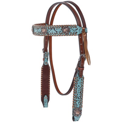 Circle Y Exotic Turquoise Metallic Browband Headstall