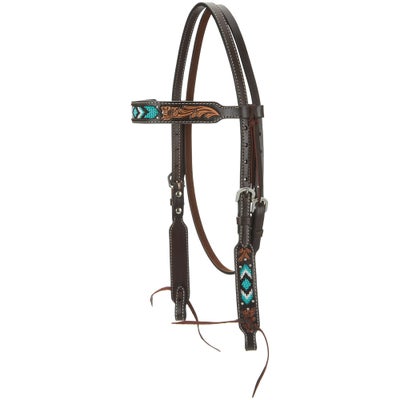Weaver Turquoise Beaded Browband Headstall