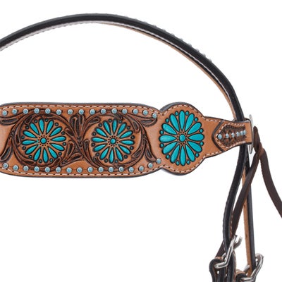 Rafter T Browband Headstall/Bridle Painted Flower