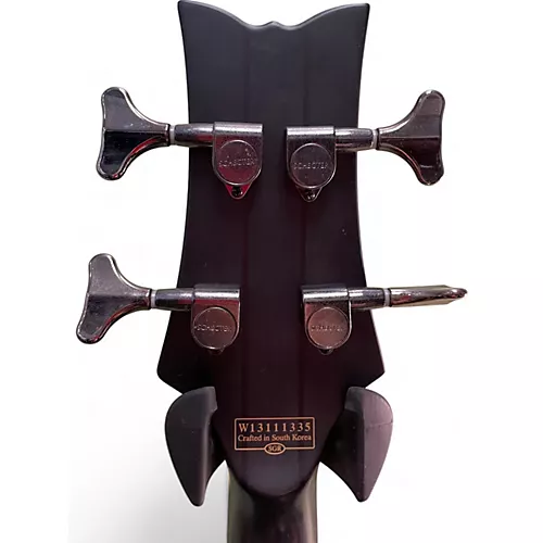 Used Schecter Guitar Research stiletto studio 4 see thru black satin Electric Bass Guitar see thru black satin