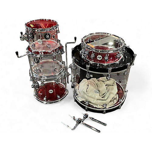 Used DW 5 piece Design Series Acrylic Clear Drum Kit Clear