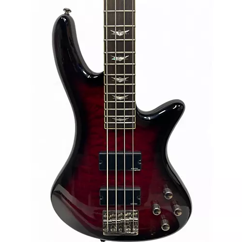 Used Schecter Guitar Research Stiletto Extreme 4 String Trans Red Electric Bass Guitar Trans Red