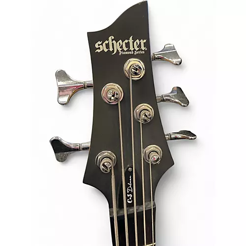Used Schecter Guitar Research C-5 deluxe Black Electric Bass Guitar Black