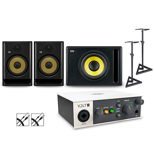 Universal Audio Volt 1 with KRK ROKIT G5 Studio Monitor Pair & S10 Subwoofer (Stands & Cables Included) ROKIT 8