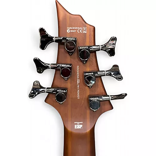 Used ESP LTD D6 6 String NATURAL SATIN RED Electric Bass Guitar NATURAL SATIN RED