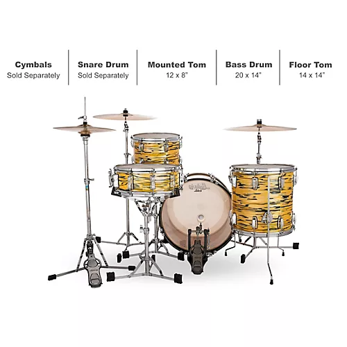Ludwig Legacy Mahogany 3-Piece Downbeat Shell Pack with 20 in. Bass Drum Lemon Oyster