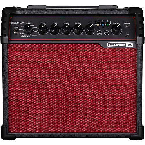 Line 6 Spider V 20 MKII Red Edition Combo Guitar Amp Black and Red