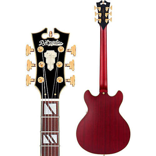 D'Angelico Deluxe Mini DC Semi-Hollow Electric Guitar Satin Trans Wine