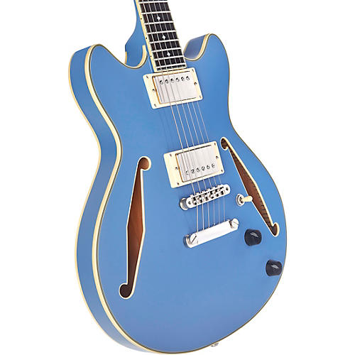 D'Angelico Excel Mini DC Tour Semi-Hollow Electric Guitar With Supro Bolt Bucker Pickups and Stopbar Tailpiece Solid Black
