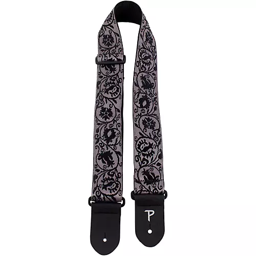 Perri's Black Lace Floral Jacquard Guitar Strap 2 in.