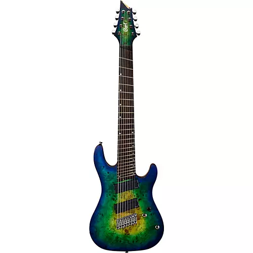 Cort KX Series 8 String Multi-Scale Electric Guitar Mariana Blue Burst