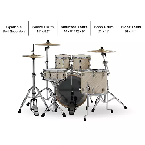 PDP by DW Concept Maple 5-Piece Shell Pack with Chrome Hardware Twisted Ivory