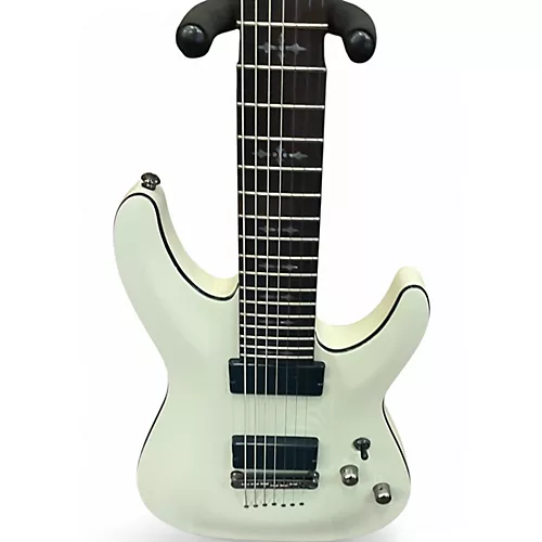 Used Schecter Guitar Research Diamond Series Demon 7 White Solid Body Electric Guitar White