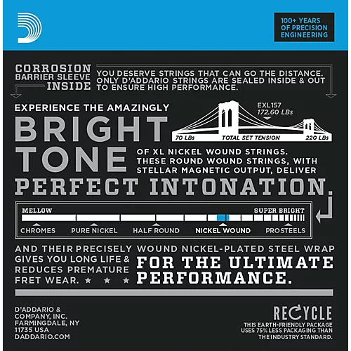 D'Addario D'Addario EXL157 Nickel Wound Medium Baritone Guitar Strings