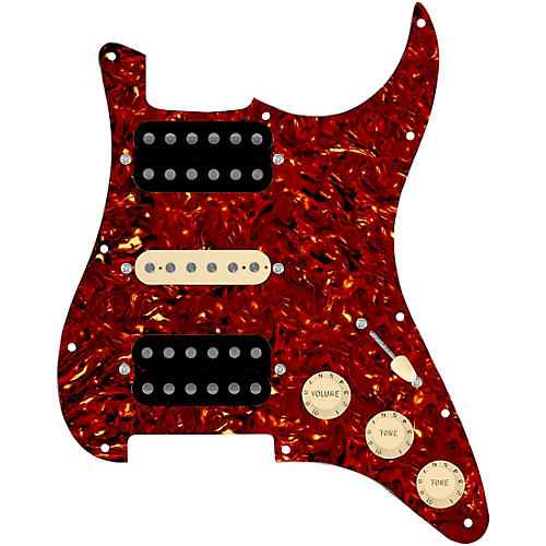 920D Custom HSH Loaded Pickguard for Stratocaster With Uncovered Smoothie Humbuckers, Aged White Texas Vintage Pickups and S5W-HSH Wiring Harness Tortoise
