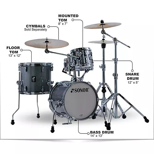 SONOR AQ2 Martini Maple 4-Piece Shell Pack Transparent Black