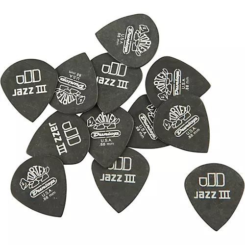 Dunlop Tortex Pitch Black Jazz Guitar Picks 1 Dozen 1.5 mm 12 Pack