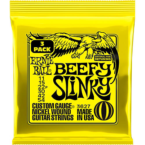 Ernie Ball Beefy Slinky Nickel Wound 11-54 Electric Guitar Strings 3-Pack 11 - 54