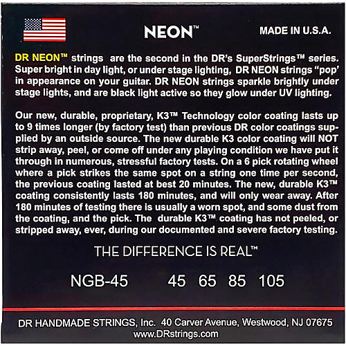 DR Strings NEON Hi-Def Green Bass SuperStrings Medium 4-String