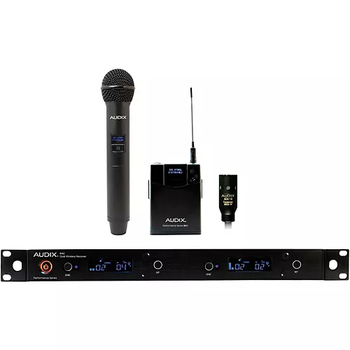 Audix AP42 C210 Wireless Microphone System with R42 Two Channel Diversity Receiver, H60/OM2 Handheld Transmitter, B60 Bodypack Transmitter and ADX10 Lavalier Microphone Band B