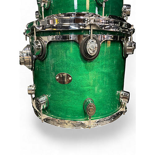 Used DW 5 Piece WORKSHOP GREEN SATIN Drum Kit GREEN SATIN