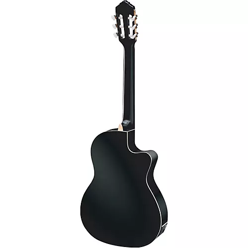 Ortega Family Series Pro RCE145LBK Thinline Acoustic-Electric Left-Handed Nylon Guitar Gloss Black